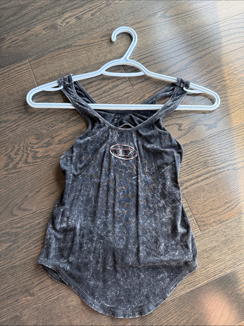 Diesel Black Washed Tank with Small Chest Logo